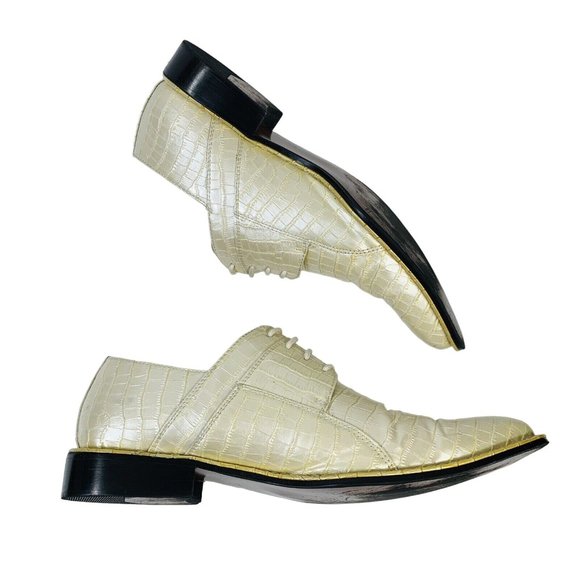 Expressions by RC Mens Retro Faux Alligator Croc Skin Dress Shoes Sz 10.5 Pearl main image 8